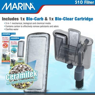 Внутрішній акваріумний фільтр Marina Slim S10 Power Filter для акваріумів до 38 л
