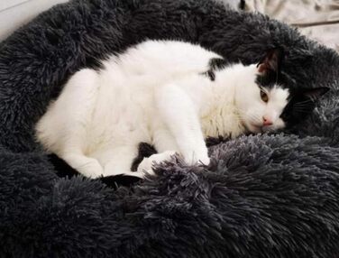 Лoir М'яке ліжко для собак великих та екстра-великих порід, 120 см, Чорний колір, Кругле м'яке ліжко-подушка, Можливість прання, Глибокий сон