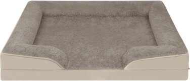 Ортопедичне собаче ліжко Normani для великих, середніх та маленьких собак - м'яке ліжко-диван з високим бортиком, колір бежевий, розмір 60x80x16 см