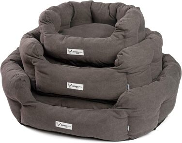 JAMAXX Овальне собаче ліжко з комфортною начинкою, знімний чохол, вінтажний канвасний матеріал, собачий кошик з високими бортиками, розмір S (60x50 см)