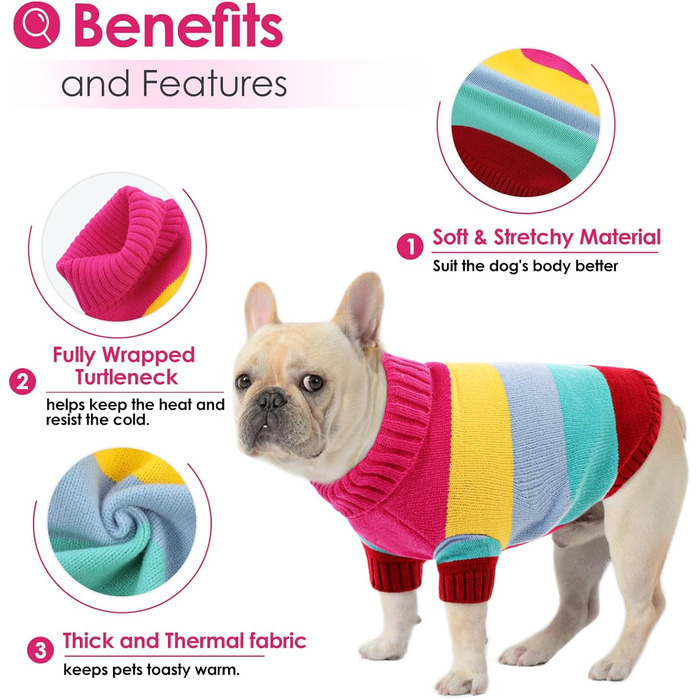 Пуловер для собак AOFITEE, теплий зимовий пуловер для маленьких собак, рожевий, розмір S