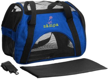 Сумка-переноска Zampa для котів і собак, м'які стінки, знімна підкладка, преміум-блискавки, для транспортування в салоні літака, синя, середній розмір