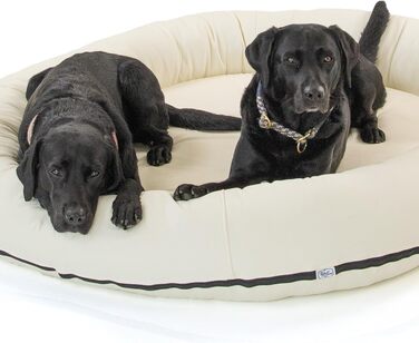 Wallace & Jones | Преміум лежанка для собак Болтон, 63x50 см, штучна шкіра, для маленьких собак, з блискавкою, що ховається, пральна, неслизька, (95 x 81 см, кремово-білий)