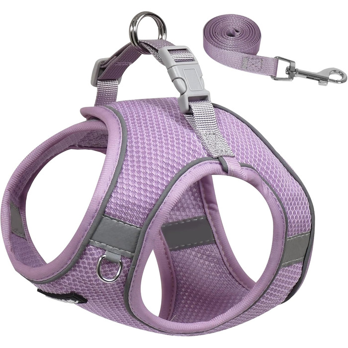 Нашийник та поводок для цуценят, комплект для прогулянок, нашийник-трансформер, м'який, дихаючий, аксесуари для домашніх тварин, світловідбиваючі смуги, для дуже маленьких собак та котів, XXXS (Обіх: 21.5 - 25.5 см)