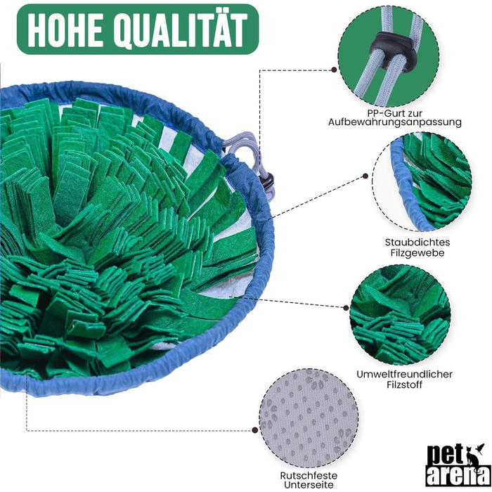 PET ARENA килимок для нюхання собак - інтелектуальна іграшка для собак, зелений, регульований розмір, миється