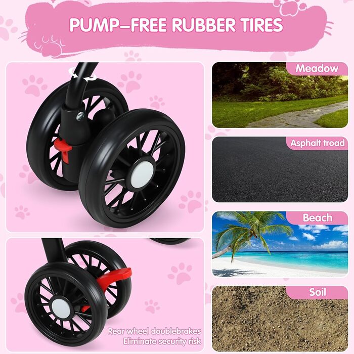 Дитяча та тваринна коляска 4-Rad, рожева. Легка, з поворотними колесами та дихаючим мережем. Ідеальна для прогулянок з дітьми та домашніми тваринами.