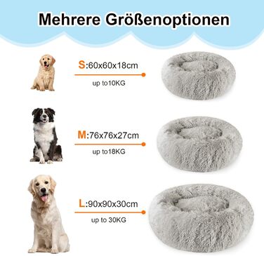 Крісло-лежанка для собак великих та середніх порід, 60 см Ø - м'яке та дихаюче лежанка з антиковзною основою та піднятим бортиком, темно-сірий колір, розмір 60 x 60 x 18 см
