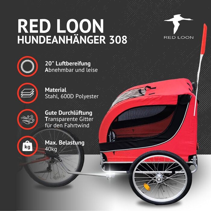 Фаркоп-перетяжка для собак на велосипед - перетяжка для собак на велосипед, червоний, до 40 кг