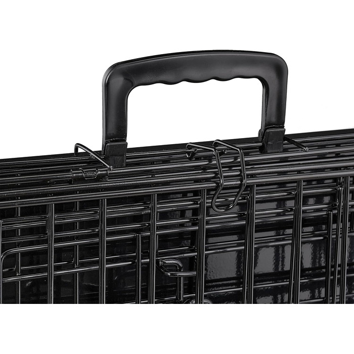 Клітка для собак Relaxdays: для дому та автомобіля, HBT 87x122x80 см, сталева, чорна, з ручкою та двома дверцятами (розміри 62x92x68 см)