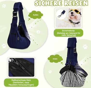 Трансформер для собак та котів ALLSOPETS, переноска для тварин, дихаюча, з безпечною повідком, для подорожей та до ветеринара (Оливковий, Темно-синій)