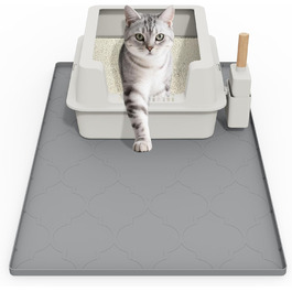 Силіконова килимок під лоток для котів, 86x56 см, вологостійкий, легко чиститься, не слизький, сірий