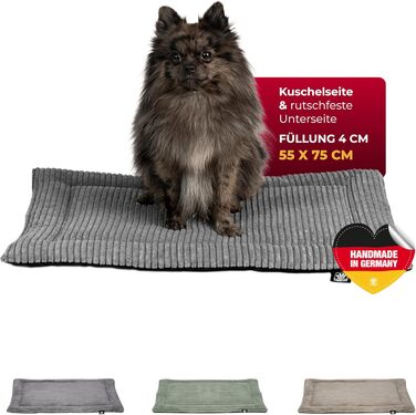 Килимок для собак HS-Hundebett® з підкладкою Cord та наповнювачем XS – антиковзаюча функція – тепла ковдра для собак – затишне місце для відпочинку – Made in Germany (Антрацит, 55x75 см)