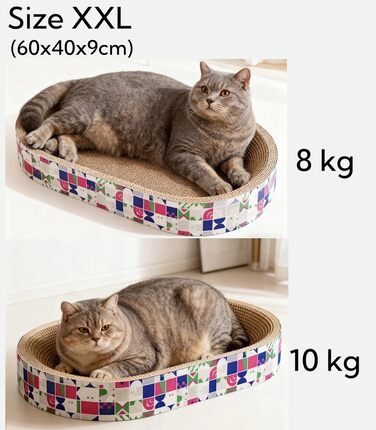 Кігтеточки для котів 2 шт. - овальні, 61 см, з лежаком, з картону, XXL (60x40x9 см)