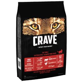 Сухий корм для дорослих котів Crave Premium беззерновий з куркою та яловичиною, 7 кг