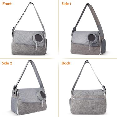 Траверс для собак ALLSOPETS: регульована переноска для маленьких собак та котів з жорстким дном та вентиляцією, сіра