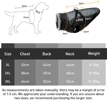 Зимовий теплий куртка для собак, водонепроникний, з кріпленням для повідка, для середніх собак (2XL)