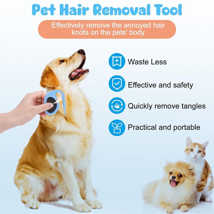 Кгребінець для розчісування вузлів у собак та котів Meetory (3 шт.), масажний гребінець 3-в-1, видалення ковтунів, видалення шерсті