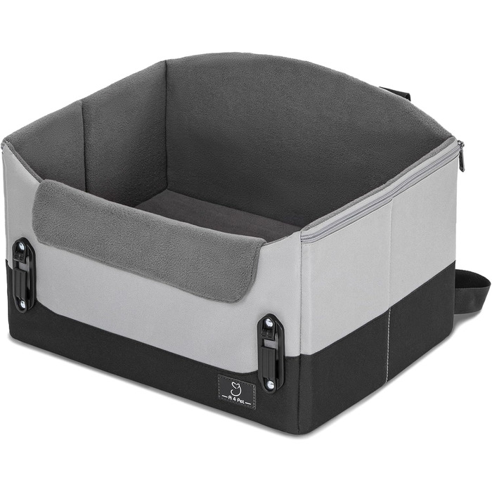 Автокрісло для собак - сіре, для маленьких собак, з кріпленням на ремінь, складне, для заднього або переднього сидіння