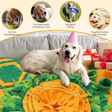 Килимок-нюхалка для собак HDOELGP, 70x70 см, оранжевий. Інтерактивна іграшка для собак, розвиває інстинкт пошуку їжі, легко миється. Підходить для малих та великих собак.