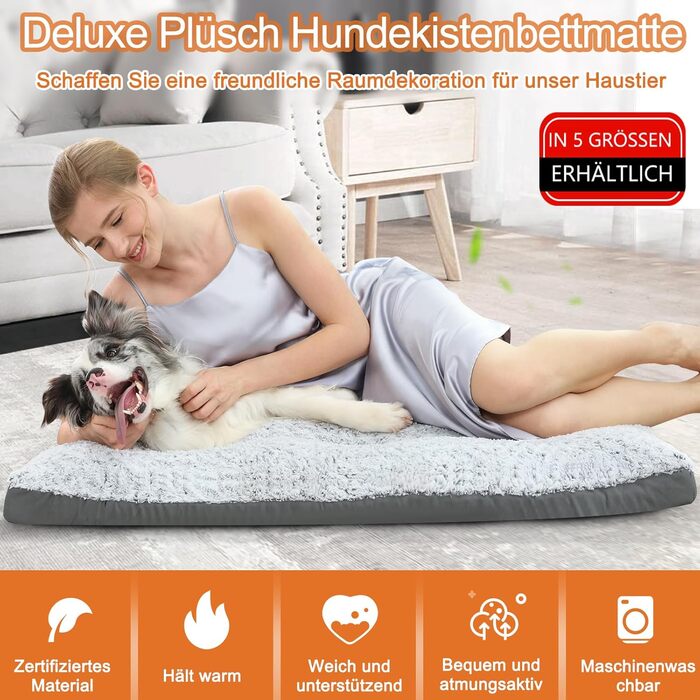 Килимок для собак Alanmond - м'який, водонепроникний, неслизький, дихаючий - сірий, 91 x 58 x 9 см