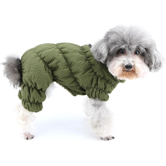 Зимовий теплий комбінезон для собак, водонепроникний, з флісовою підкладкою, для маленьких порід (Йоркширський тер'єр, Чихуахуа), XL, зелений