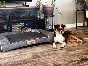 Персоналізоване собаче ліжко XL - для великих, середніх собак - подушка, корзинка для собак - килимок для собак з гравіюванням імені (Сірий, L 100 x B 65 x H 17 см)