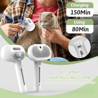 Парова щітка для котів Kurzhaar: видаляє шерсть та бруд, самоочисна, для короткої та довгої шерсті