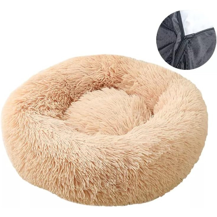 Крісло-лежанка для собак та котів Astorpet Donut Cush, велике, середнє, маленьке, зручне, миється (Світло-коричневий, M)
