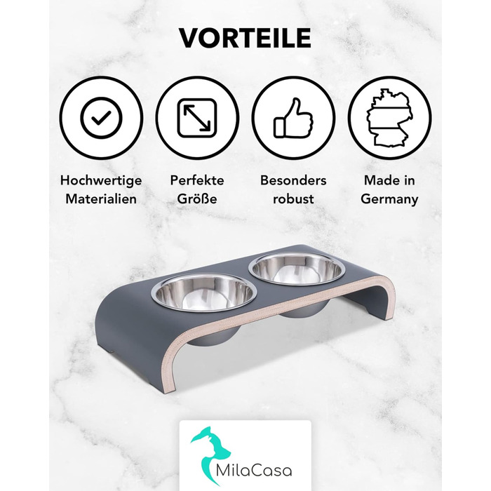 Набір мисок для собак MilaCasa - 2 шт. Підвищені миски для корму та води для собак - сірий колір