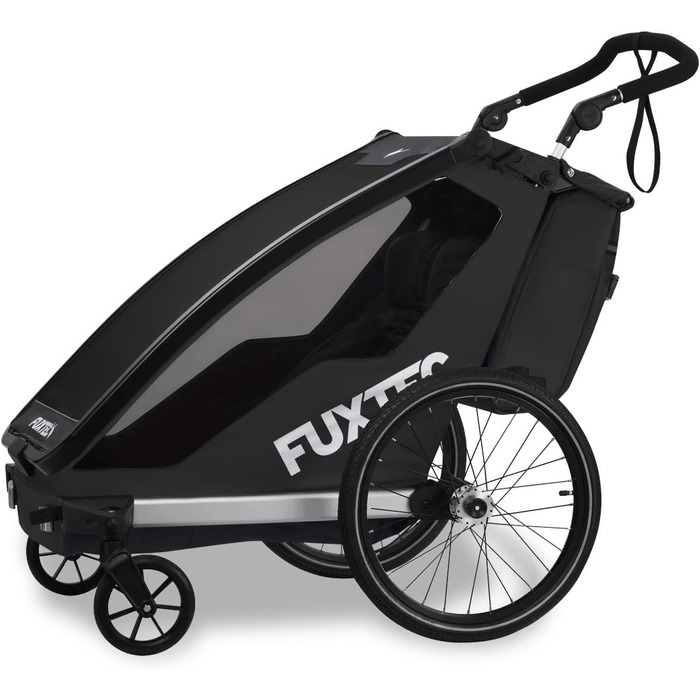 Фуктек Причіп для велосипеда Sportfux на 2 місця, з кишенькою, світловідбивачами, ручкою, захистом від дощу та сонця, складний, фіолетовий FX-FA1 (чорний)