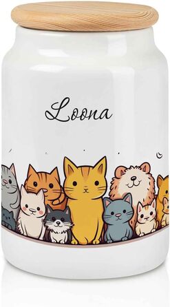 Банка для ласощів з гравіюванням з іменем для котів та собак - персоналізований подарунок для власників тварин