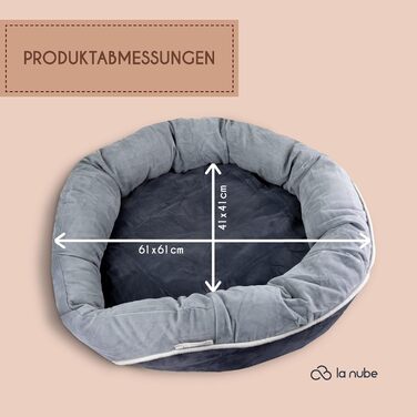 Ліжко для собак маленьких порід La Nube, 61x61 см, диван-ліжко, килимок, корзина, сіре, прання допустиме