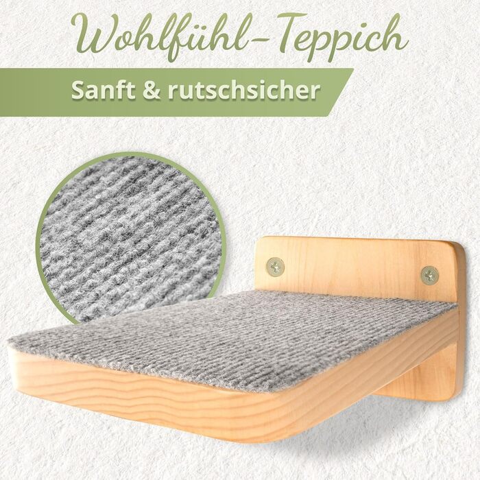 WOOWOOD® Стіна для лазіння котів XL, набір 3 сходинок, дерев'яна кішкова драбина на стіну, котячий комплекс для лазіння