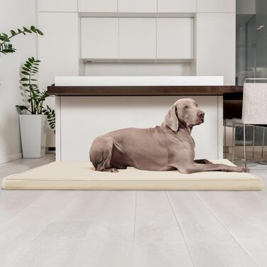 Ортопедичний лежак для собак Tierlando Carlos - лежанка з віскоеластичної піни, штучна шкіра, розмір L (100x80 см), колір кремовий