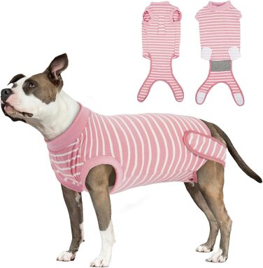 Одяг для собак після кастрації - Медичний боді для собак, альтернатива комірчику, для маленьких, середніх та великих собак, дихаючий, рожевий в смужку, розмір L