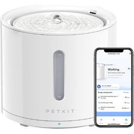Автоматичний розумний фонтан PETKIT для котів і собак, бездротова помпа, 2 л, з видимим рівнем води, фільтром, керуванням через додаток, ультратихий