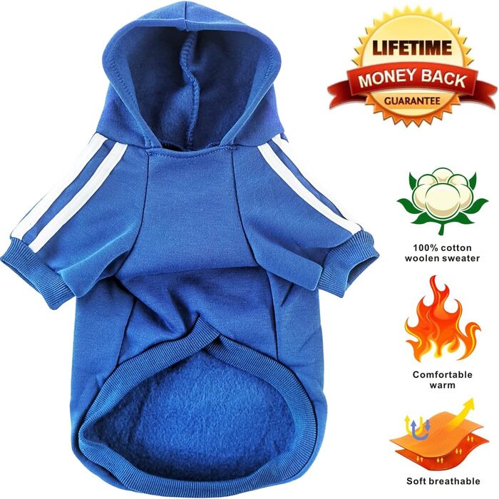 Світшот для собак, теплий пуловер для тварин на осінь/зиму, одяг для маленьких, середніх собак та котів (2XL, Navy Blue)