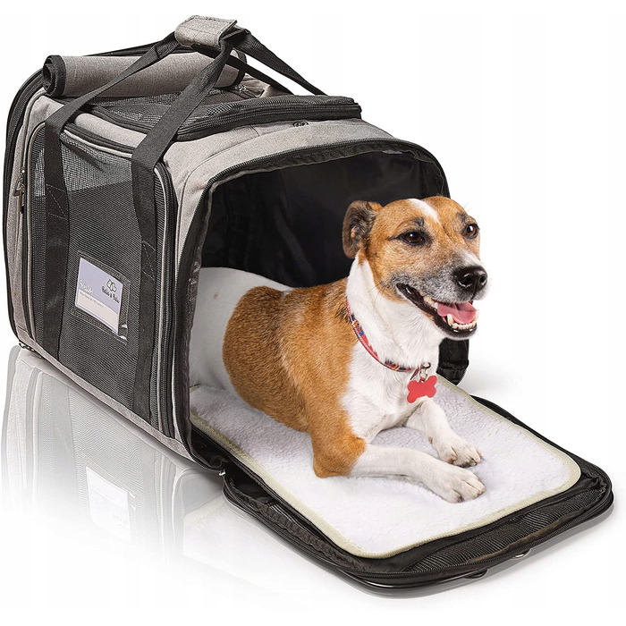 Переноска для собак Manu, сіра, розмір M (44 x 31 x 34 см)