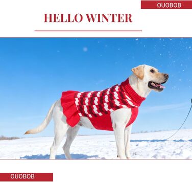 Пуловер для собак OUOBOB – зручний теплий пуловер з коміром-стійкою для дівчаток, великих порід, для холодних днів та свят (Новий Рік, День подяки), червоний, розмір XXXXX-Large, однотонний (Getaway Solids)