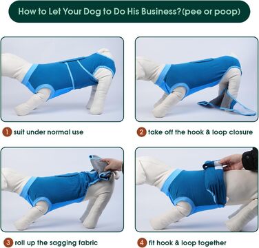 Захисний одяг для собак після операції Kuoser M – Дихаючий захисний костюм для сук та песиків, альтернатива електронному нашийнику, блакитний (34-41см;49-59см)