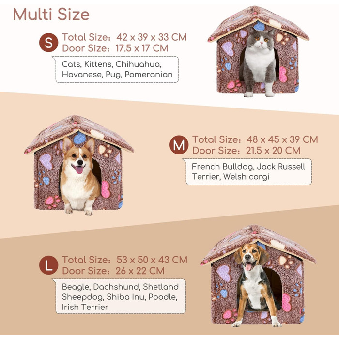 Будка для собак і котів Nobleza, зимостійка, 42x39x33 см, переносний лежак, знімний будиночок, коричнева, з матрацом