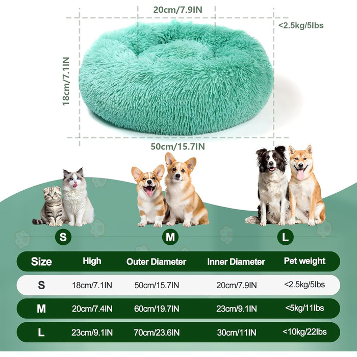М'яке ліжко для котів та собак DONWEI, кругленьке гніздо-подушка, 60/50 см, блакитне