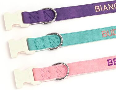 Персоналізоване собаче ошийник з металевою застібкою, двостороннє оксамитове ошийник з іменем та номером телефону, регульовані розміри для малих, середніх та великих собак (м'яке шкіряне ошийник)