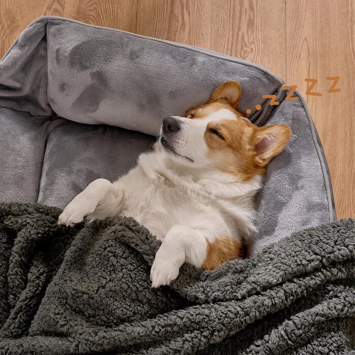 Водонепроникний килимок для собак, миючий, 120 x 100 см, двосторонній, для собак та котів середніх та великих порід, захист дивану та ліжка, м'який фліс Sherpa та фланель, сірий L (120 x 100 см)