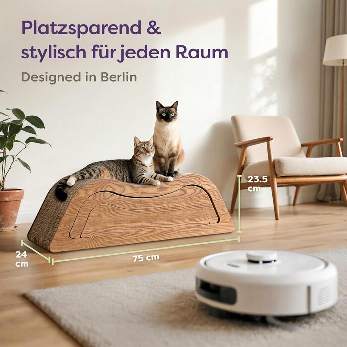 Кігтеточка для котів 3 шт. XXL 75см – Міцний картон для догляду за кігтями – До 2 років використання – Економія місця – Захист дивану та меблів (Cloud) (Коричневий)