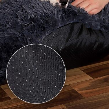 Кругле ліжко для собак та котів Lionto, Ø 50 см, м'яке, плюшеве, сірого кольору, з товстою набивкою, 50x50x20 см