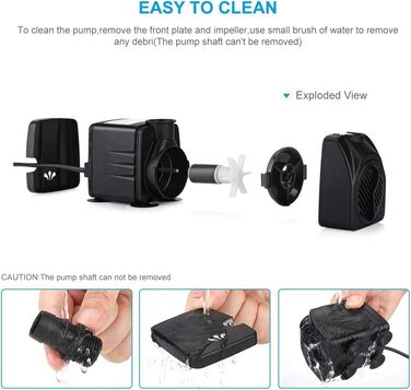 Погружний насос для ставка, фонтану, акваріума Wasserpumpe 1800 л/год, 25 Вт, 3 насадки (13/16/19 мм)