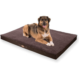 Баллу: Ортопедичне ліжко для собак, XXL (120x100 см), коричневе, з пам'яті ефекту, миється, не слизьке, з м'яким килимком