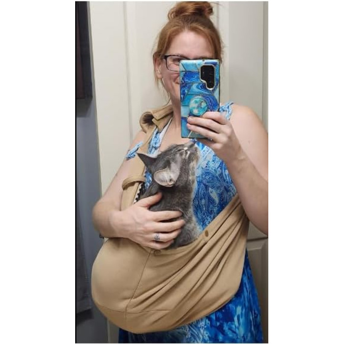 NATUYA Сумка-переноска для собак та котів, бавовняна, бежева, для прогулянок та подорожей