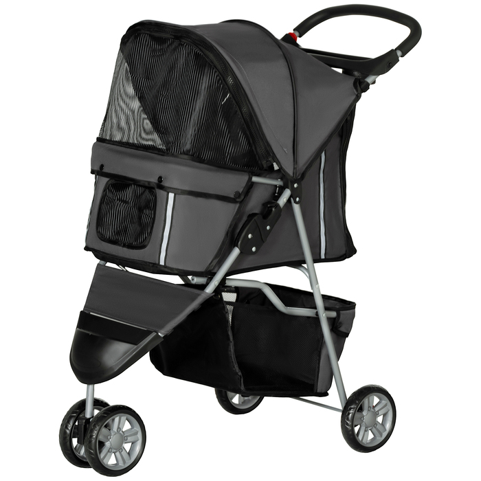 PawHut Dog Buggy Dog Buggy складний для собак і кішок до 10 кг Cat Buggy з подушкою сітчастої сітки Windows Підстаканник Сумка для зберігання Cat Buggy Dark Grey | Аосом